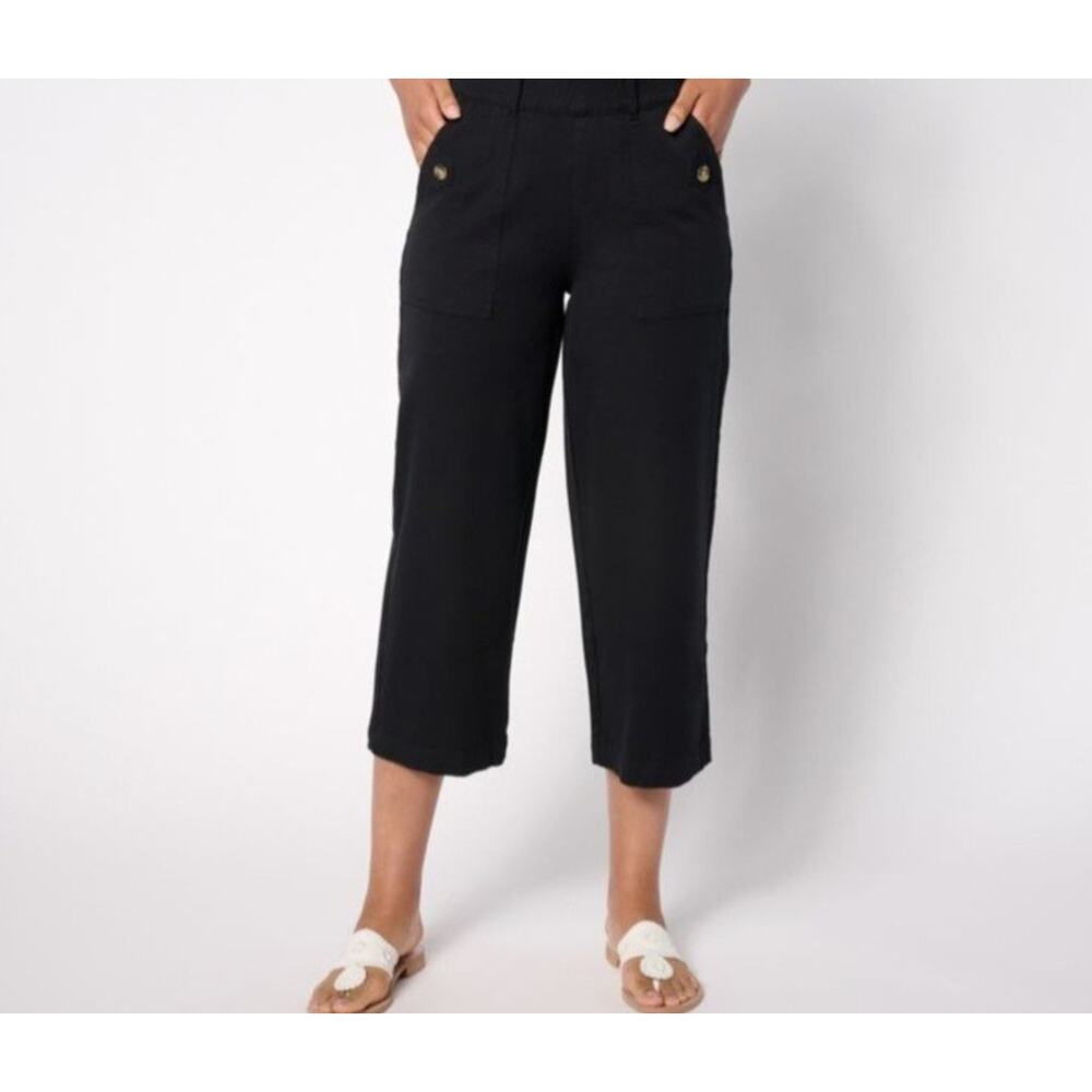 Anybody Size S Black All Stretch Twill Wide Leg Pants With Pockets A642842 NWOT